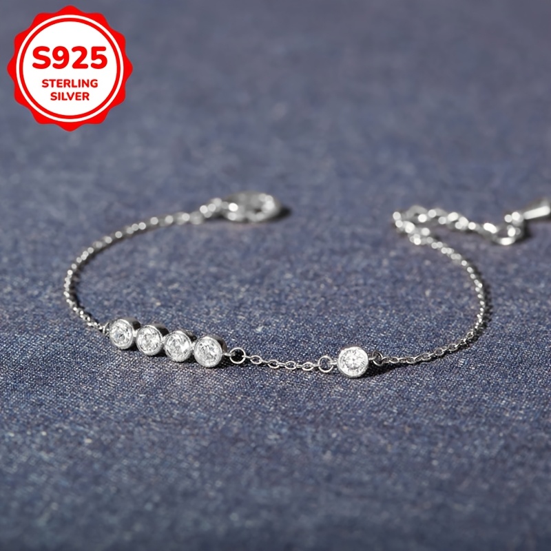 925 Silver Synthetic Zirconia Bead Bracelet